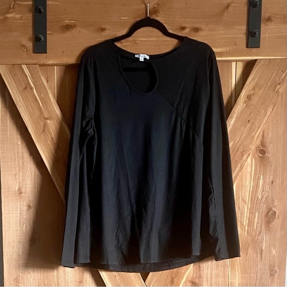 White Birch Asymmetrical Keyhole L/S Top, Black, Size XL, NWOT - never worn - Picture 2 of 5